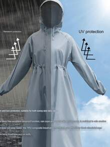 Korean Coat Type Raincoat Women Waterproof Adult Rainproof Windproof Long Sleeve Riding Sweet Girls