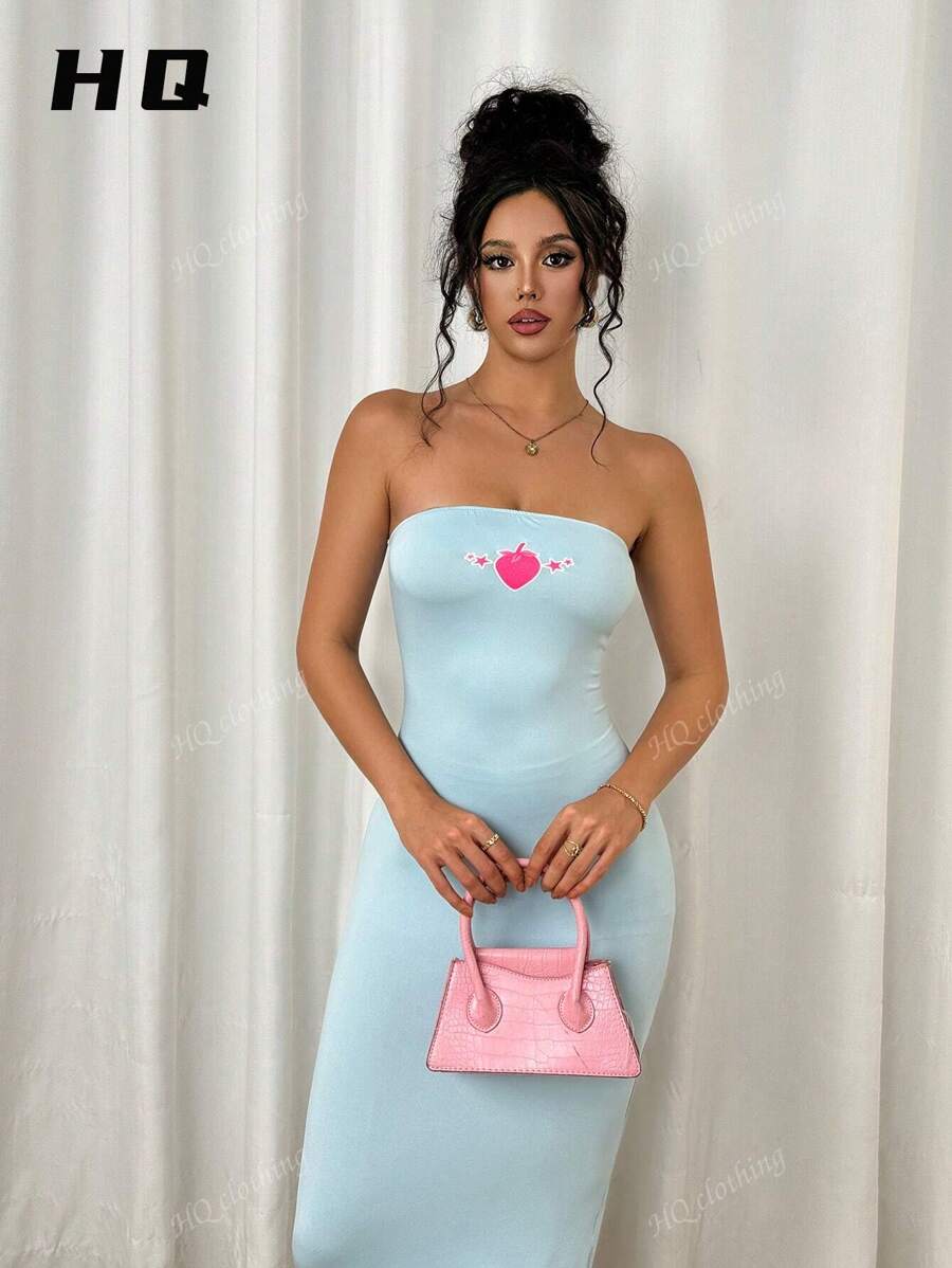 Vestido de verano para mujer, vestido largo con estampado de fresas, hombros descubiertos, espalda con corsé, abertura y lazo, buen estampado al pecho