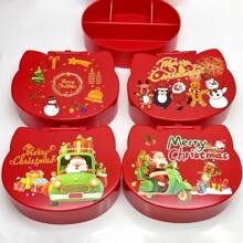 صندوق مجوهرات مطبوع عليه قطة بأذنين مع مرآة ، مناسب لتخزين وتعبئة المجوهرات والمستحضرات التجميلية ، صندوق هدايا عيد الميلاد الاحتفالي