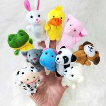 圣诞装饰 10 件/套手指木偶双层带脚动物毛绒玩具作为讲故事助手礼物，适合婴儿、婴儿助手、手偶套装、婴儿娃娃床