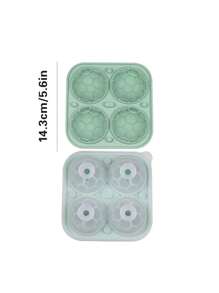 1 Stück 4 Kammern 3D Sphärisches Fußball Basketball Silikon Eiswürfelform, Schwarz, Kaffee, Olivgrün Farben, Eiswürfelmaschine für Kühlschrank, großes Volumen, einfache Entnahme, praktische Eisherstellung, versiegelte Verpackung, mit Deckel, Küchenartikel