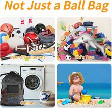 Extra Large Mesh Ball Bag, Heavy Duty Drawstring Storage Bag, 24" X 36" Hold 8-10 Soccer Basketball Volleyball Football, Sports Equipment Sack Net Bags With Shoulder Strap And Pocket For Coaches - White - View 7