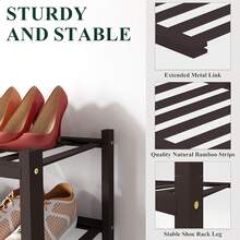 Zapatero de armario, organizador de zapatos apilable de 3 niveles de madera, estante de almacenamiento de zapatos de pie para la entrada, la puerta principal, natural - Marrón - Ver 3