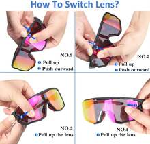 GIEADUN Sports  Cycling Glasses Pink Polarized Glasses Baseball Glasses With 3 Lenses,Fishing,Ski Running Golf - Blue - View 5