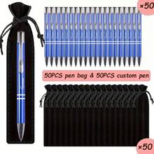 Penne a sfera di lusso personalizzate in metallo e alluminio con astuccio in pelle nera - strumenti di scrittura personalizzati per nome e sito web aziendale, regalo perfetto per uomini, anniversari, compleanni, regali di laurea - Multicolore - Visualizzare 3