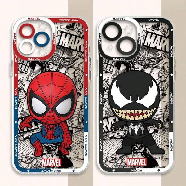 Marvel Funda de teléfono de Venom de Spider-Man de Marvel compatible con Apple 13 Pro Max 7 6s SE X XS 15 Plus 8 12 Mini XR 14 Pro 11, funda de silicona transparente [1labubu Clothes]