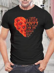 Camiseta con corazón de amapola del Día del Recuerdo - No lo olvidemos - Regalo para el Día de los Veteranos - Camiseta patriótica para hombres y mujeres - Corte cómodo negro - Camiseta de papá de primera calidad - Negro - Ver 1