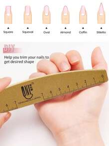 RS NAIL Limapias de uñas RSNAIL con grano 100/180, lavable, resistente al desgaste, doble cara con escala de regla y plantillas para dar forma a las uñas. Limas de uñas y archivos de pulido adecuados para principiantes en arte de uñas y salones de manicura