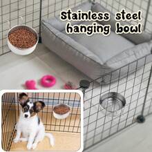 Stainless Steel Cat/Dog Feeders & Waterers, Detachable Hanging Cage Bowls For Teddy Dogs & Small Pets