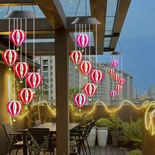 1pc Solar Powered Colorful Hot Air Balloon Wind Chime Light Waterproof Hanging Mobile Fairy Atmosphere Lamp Perfect For Home Yard Patio Garden Summer Party Wedding Festival Decoration - Multicolor - View 9