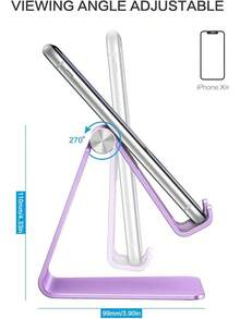 Soporte ajustable para teléfono celular, soporte de escritorio de aluminio C2 compatible con 15 14 13 Xs XR 8 Plus 6,, Pixel, teléfonos Android, negro - Morado - Ver 4