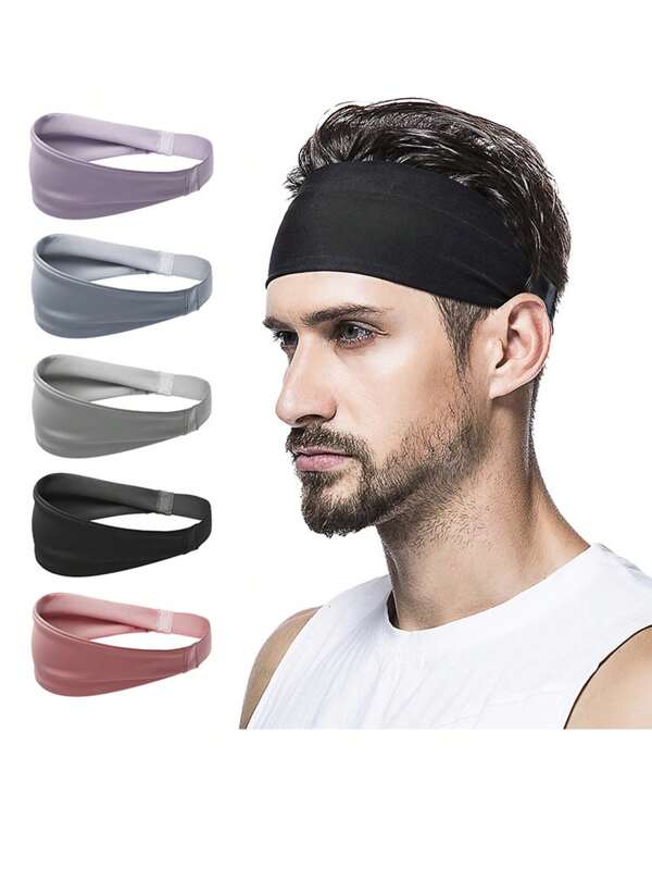 4/5 Stücke Set Polyester & Elasthan Sport Stirnbänder - gestrickte feuchtigkeitsableitende Stirnbänder, geeignet für Herren, Multifunktions Fitness-Training und täglicher Trageaccessoire