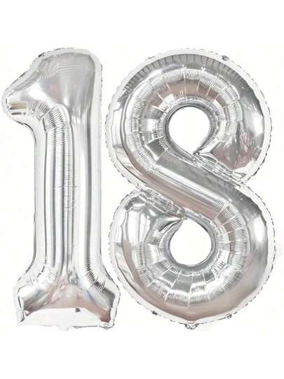2 Pezzi Palloncini Giganti in Argento da 40 pollici con Numero Argentato 18, Adatti per Decorare Feste di Compleanno per 18 Anni, Celebrazioni di Anniversari