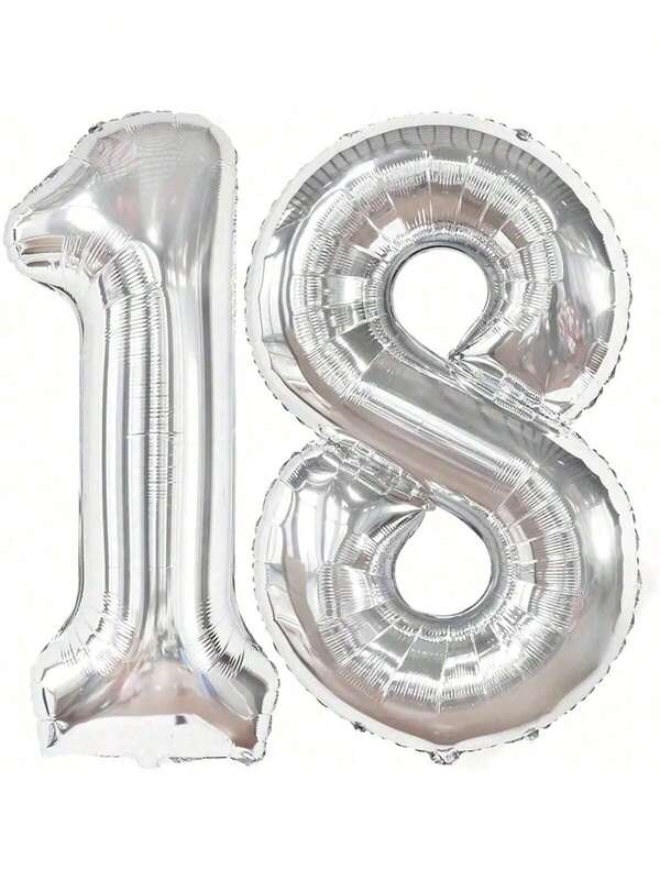 2 Pezzi Palloncini Giganti in Argento da 40 pollici con Numero Argentato 18, Adatti per Decorare Feste di Compleanno per 18 Anni, Celebrazioni di Anniversari