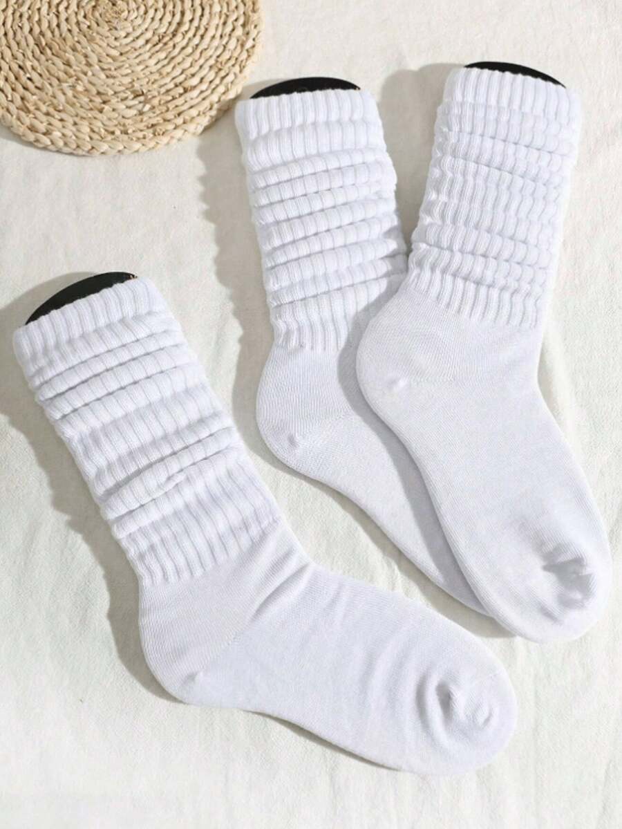 3 Pairs Women's Pure White Slouch Socks (No Cardboard) - Multicolor - View 1
