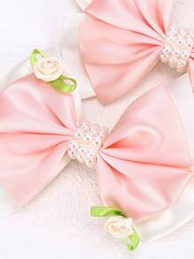 2 件白色蝴蝶结发夹，适合女孩，布艺花朵装饰发饰，适合女孩日常使用的时尚发饰 - 蝴蝶結髮夾 - 查看 4