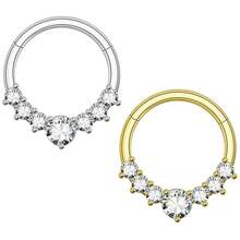 1pc Cubic Zirconia Nose Ring, Zirconia ZC Nose Rings Hoops Piercings Jewelry, 316L Surgical Steel Hypoallergenic Silver Septum Hoop Nose Ring For Women, 18G Hinged Helix Rook Conch Cartilage Daith Tragus Earring - Water Drop Closed Ring - View 6