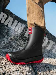Men's Outdoor Water-Resistant Slip-Resistant Rubber Rain Boots, Comfortable Lightweight Waterproof Rain Shoes, Suitable For Yard Farm Garden Farming,Fishing,Hiking And Climbing In Rainy Days