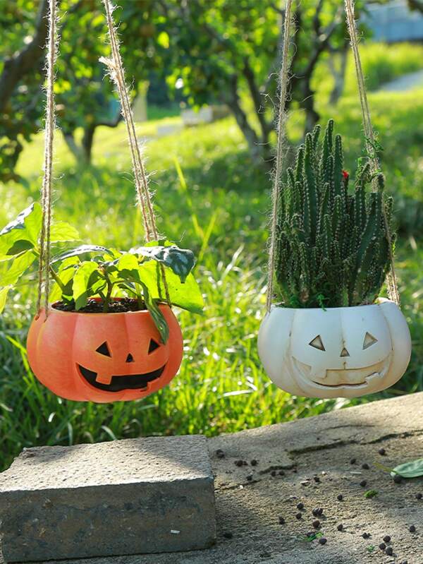 1pc Halloween Swing Flower Planter, Decorative Planter For Garden, Porch, Or Wall Decor