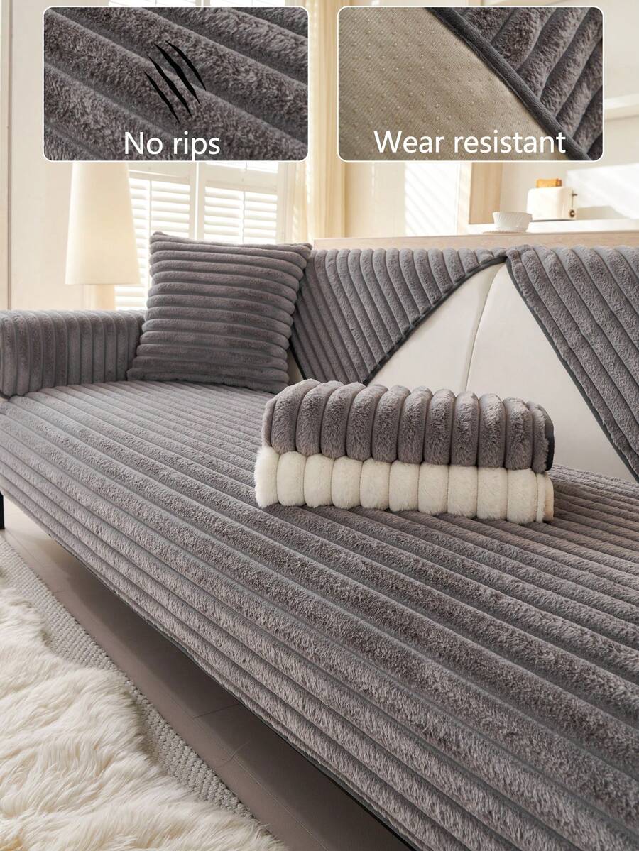 1件装四季加厚保暖沙发垫套，现代简约防滑沙发座垫，防尘可水洗沙发套，深灰色时尚柔软防褪色宠物友好型沙发套，可调节，适用于转角沙发、卧室、办公室、客厅家具