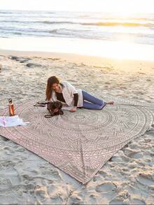 1 Pc New Outdoor Waterproof Anti-Sand Digital Printed Picnic/Beach Blanket, Fashionable And Fresh Pattern, Suitable For Camping And Picnic - Multicolor - View 2