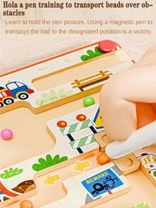 Magnetic Maze Tracking Game With Numbers And Pencil For Children, Montessori Educational Toy For Early Learning And Attention Training. Birthday Gift And Classroom Reward For Kids - Multicolor - View 4