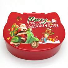 صندوق مجوهرات مطبوع عليه قطة بأذنين مع مرآة ، مناسب لتخزين وتعبئة المجوهرات والمستحضرات التجميلية ، صندوق هدايا عيد الميلاد الاحتفالي