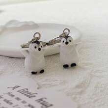 3D Penguin Love Key Chain - 1 Pair Adorable Penguin Couple Resin Pendant, Suitable For Bags And Earphone Accessories, Women's Keychain With Heart Card Ring, Ideal Valentine's Day Gift Decor, Warm Embrace Love Penguin Keychain, Gift For Best Friends, Wife, Husband, Boyfriend, Girlfriend