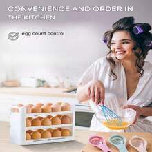 4 Pcs - 3-Layer Plastic Foldable Egg Rack, Refrigerator Egg Storage Box, Cabinet Egg Divider, White Egg Storage Rack - With Counter, Can Hold 30 Eggs, Flip Cover Design, Kitchen Storage Box, Egg Storage Egg White Separator Shipped Randomly - Multicolor - View 12