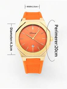 Waterproof Date Quartz Watch For Men & Women, Athletic Wrist Watch,Minimalist & Stylish - Orange - View 3