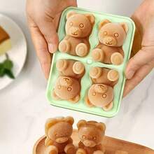 1pc Cute Teddy Bear Ice Cube Tray Flexible Silicone Ice Cube Mold Ice Trays For Freezer - Green - View 1