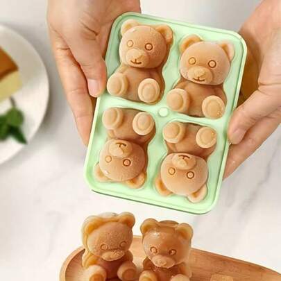 1pc Cute Teddy Bear Ice Cube Tray Flexible Silicone Ice Cube Mold Ice Trays For Freezer