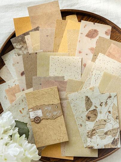 MOCARD 50 Sheets/Pack Minimalist Vintage Memo Stationery Paper, DIY Decorative Scrapbooking Background Paper, Holiday Gifts, Handmade Collage Material, Personalized Scrapbook Planning, Creative School Supplies,School Supplies,Back To School