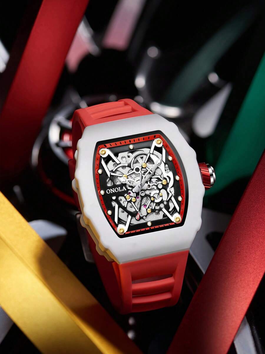 Reloj de cuarzo de moda para hombres de la marca ONOLA, reloj con forma de barril de vino de alta calidad con iluminación, resistente al agua 3ATM, adecuado para uso diario en diversas ocasiones, regalo para el Día del Padre