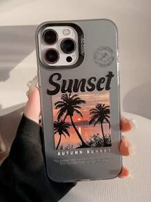 1 Stück Handy Hülle mit schwarzem Rahmen und Palmenbaum Original Design, hochwertige harte Ausführung, kompatibel mit Apple/Honor Handy, Sommer