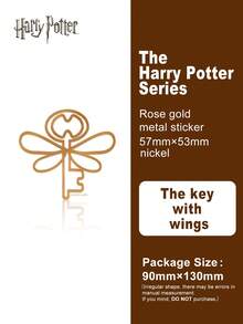 WB Pegatina metálica de la serie Harry Potter, Cáliz de Fuego-Dorado-Genuina y autorizada. Tamaño grande para laptop, teléfono móvil, caja de bloqueo, patineta, resistente al agua - Dorado - Ver 1