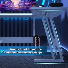 DEVOKO Computer Desk, L-Shaped Corner Desk, Gaming Desk, Workstation For Home Office  Easy To Assemble, White And Black - 白色 - 查看 5