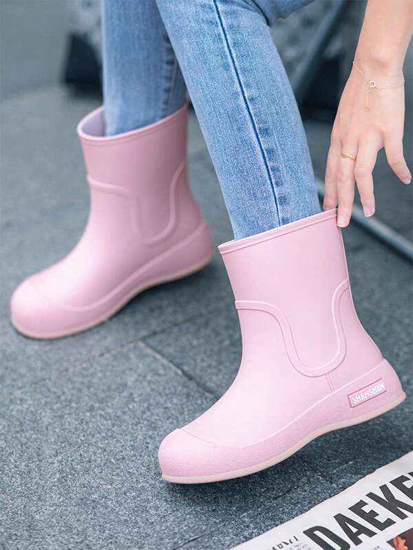 1 par de botas de lluvia cortas y gruesas para mujer en invierno, cálidas para exteriores, jardinería, cocina/lavandería/pesca para adultos, impermeables, antideslizantes y de moda a juego con todo