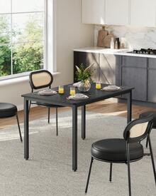 Esstisch, Küchentisch, 70 x 110 x 77 cm, Esszimmertisch für 4 Personen, Tisch Wohnzimmer, Schreibtisch, für Esszimmer, Küche, Industrie-Design, ebenholzschwarz-Mattschwarz - Ebenholzschwarz + Mattschwarz - Übersicht 1