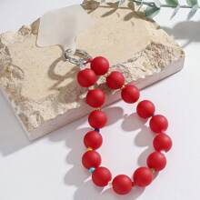 1pc New Macaroon Color Acrylic Bead Lanyard Wrist Strap, Short Wrist Strap Phone Hanging Rope Shockproof Wristlet For Phone Case