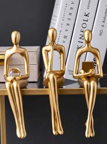 Figure Design Art Decoration,Golden Abstract Sitting Sculpture, Creative Abstract Art Sculpture, Sitting Statues, Modern Home Decor Best Gifts Birthday