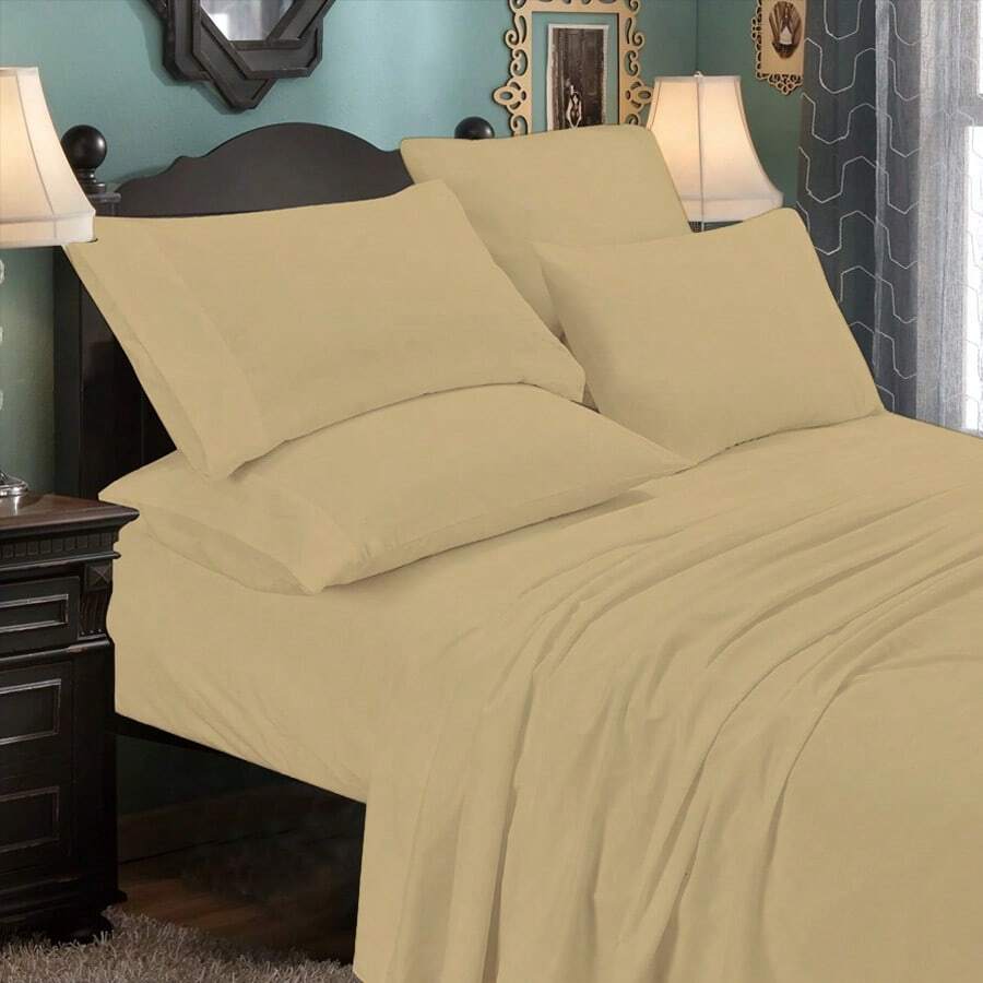 6-Piece Luxurious Super-Soft Bedsheet Set With Deep Pockets -  Friendly, Breathable, Wrinkle Free, Machine Washable - Màu Khaki - Xem 1