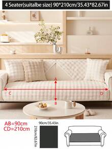1pc Thick Plush Sofa Cushion Cover, Non-Slip Sofa Protector, Dust-Proof And Dirt-Resistant, Machine Washable, Pet-Friendly, Suitable For All Seasons, Fits 1-4 Seat Sofas, Bedroom, Office, Living Room - White - View 19