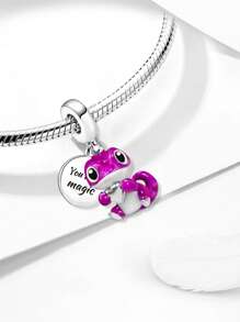 1Pc 925 Sterling Silver Fashionable Love Color Changing Lizard Pendant Fit For Women Bracelets Bangles DIY Jewelry Making And Daily Outfit Matching Jewelry Decoration For Girls