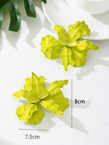 1 Pair Tropical Floral Metal Pendant Earrings, Suitable For Women's Daily And Party Outfits, Flower Design Varies - Green - View 4