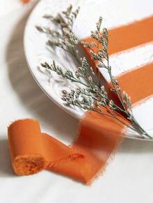 1 件/2 件婚礼季节流苏雪纺礼盒装饰丝带、礼品包装、天鹅绒丝带、手工流苏雪纺缎带、婚礼请柬套装、新娘花束、礼品包装、DIY 工艺品、圣诞节 - 橘色 - 查看 4