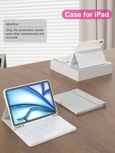 Keyboard Case For IPad A16 11th/10th Generation, 9th/8th/7th 10.2 Inch, Air 10.9" 11" With TPU Flip PMMA PU Leather Tablet Accessory, Wireless Bluetooth Keyboard (150mAh Battery) Stand Protective Covers, Grey