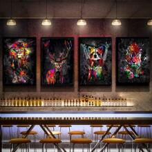 1pc Wall Arts Posters Optional Frame Animals Abstract Colorful Lion Animal Canvas Painting Graffiti Wall Art Picture Artwork Modern Posters And Prints Home Decor