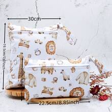 2 Pcs Digital Prints Cloth Diaper Bag Set Zipper Pocket Multi-Functional Washable Bags, For Travel Storage Wet Bags - Multicolor - View 2