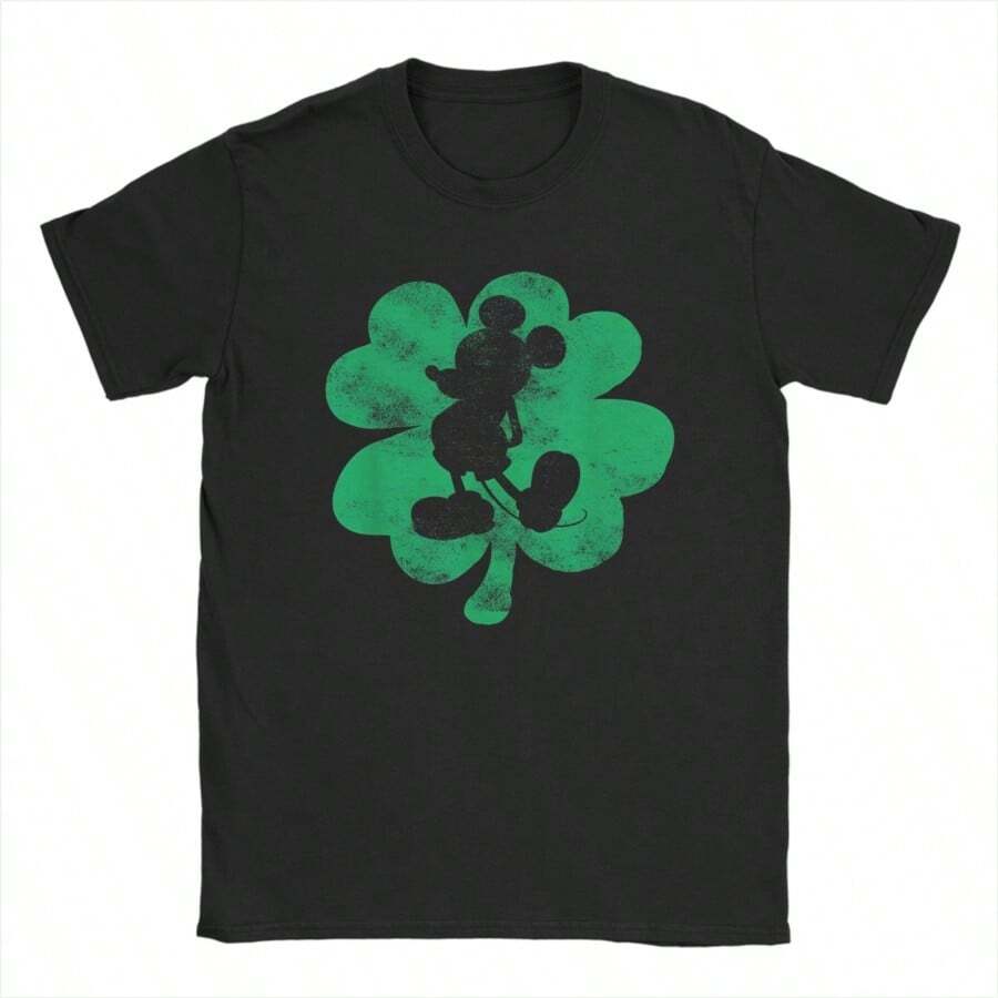 Men T-Shirts MICKEYS Mouse Shamrock St. Patrick's Day Fashion Cotton Tee Shirt Short Sleeve  T Shirts O Neck Merch